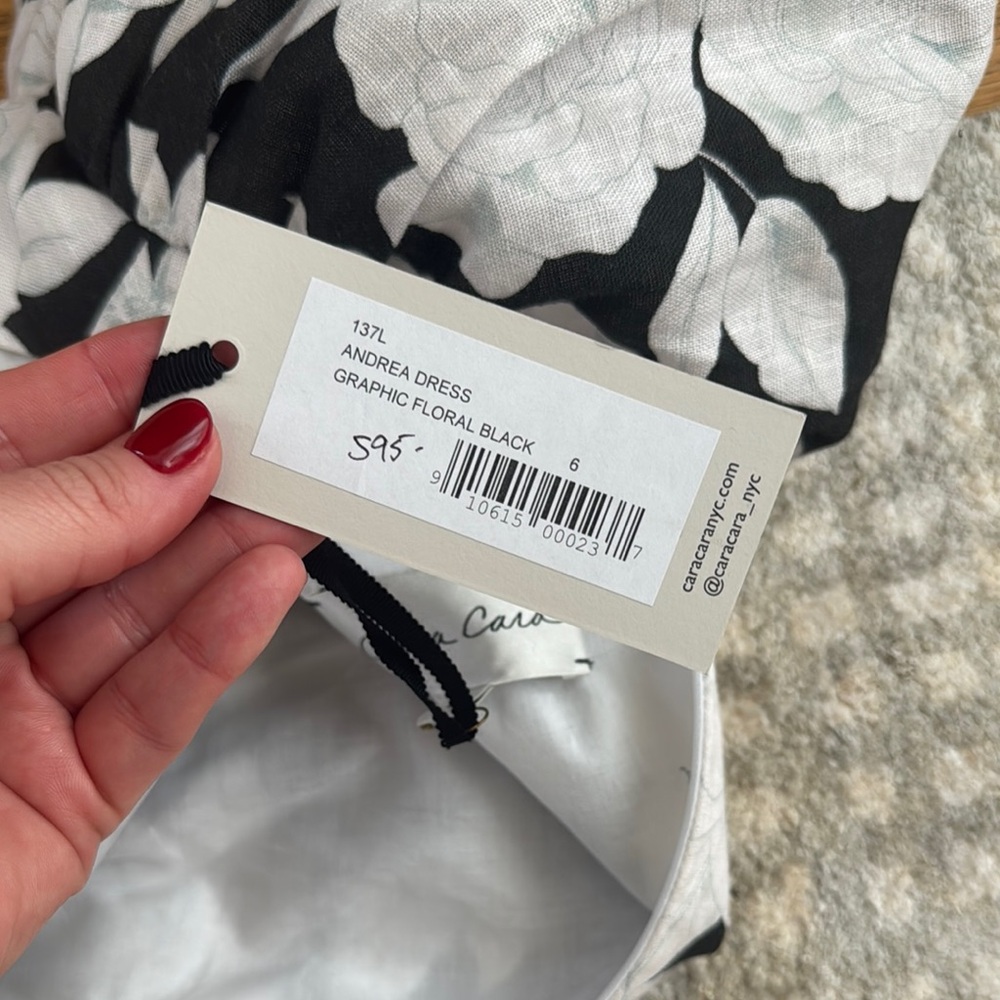 Cara Cara Andrea Dress Elegant Black and White Floral Midi Dress - Picture 4 of 6